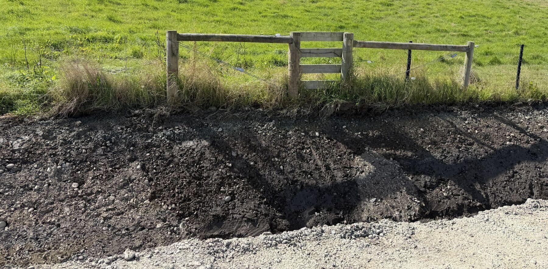 Site contamination excavation works along a fence line