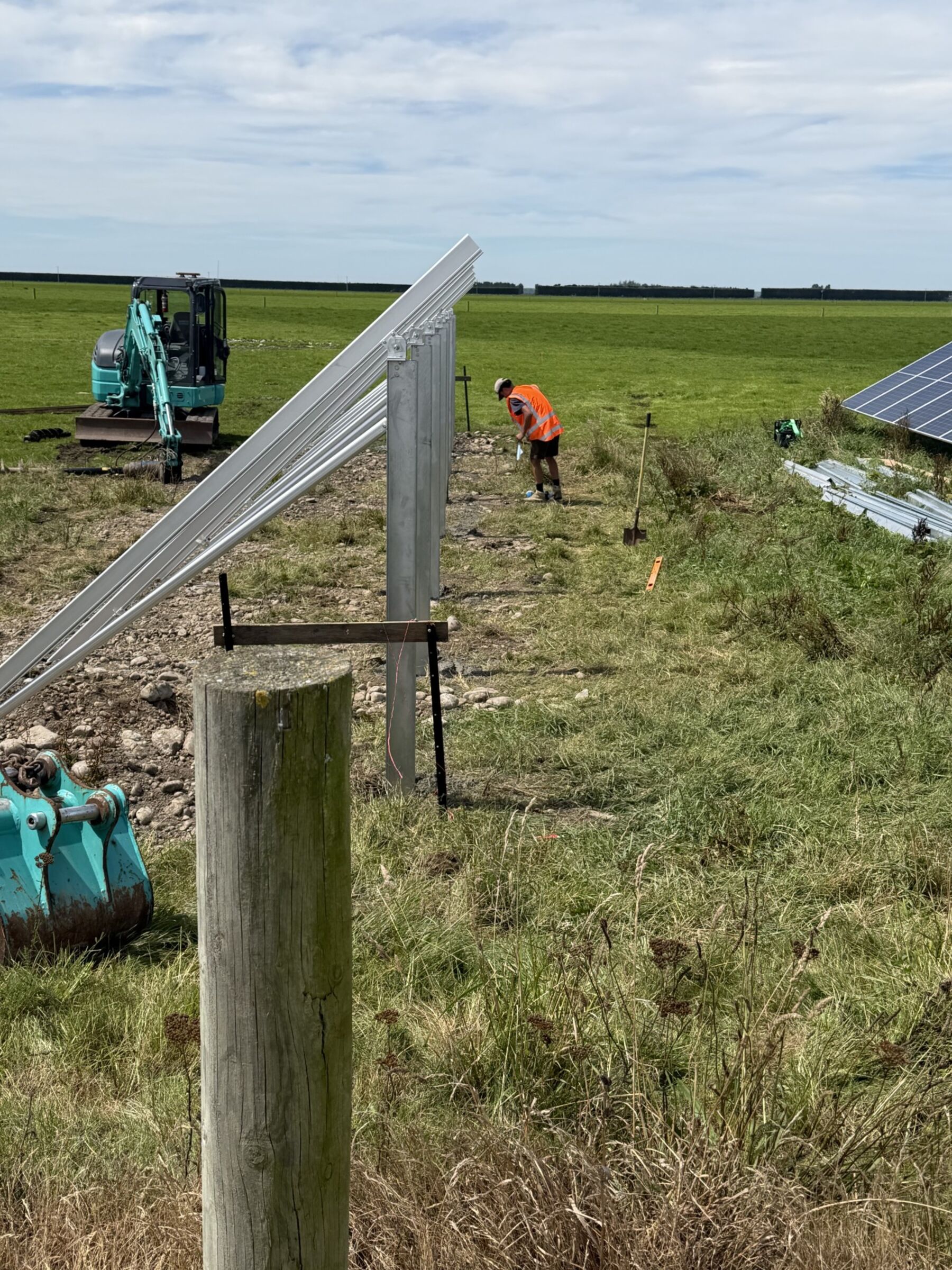 Solar farm ground-mount panel installation