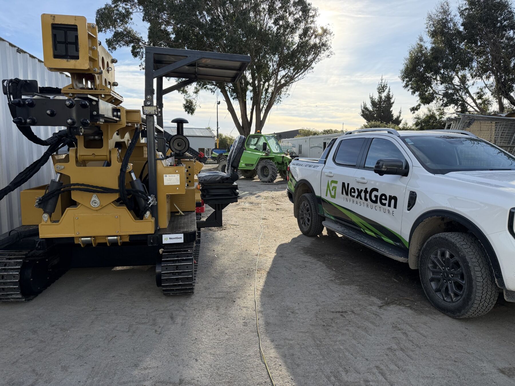 Specialist piling rig used for solar farm construction